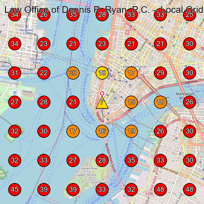 Law Office of Dennis P. Ryan, P.C. GeoGrid visibility map for Personal Injury Attorney in New York
